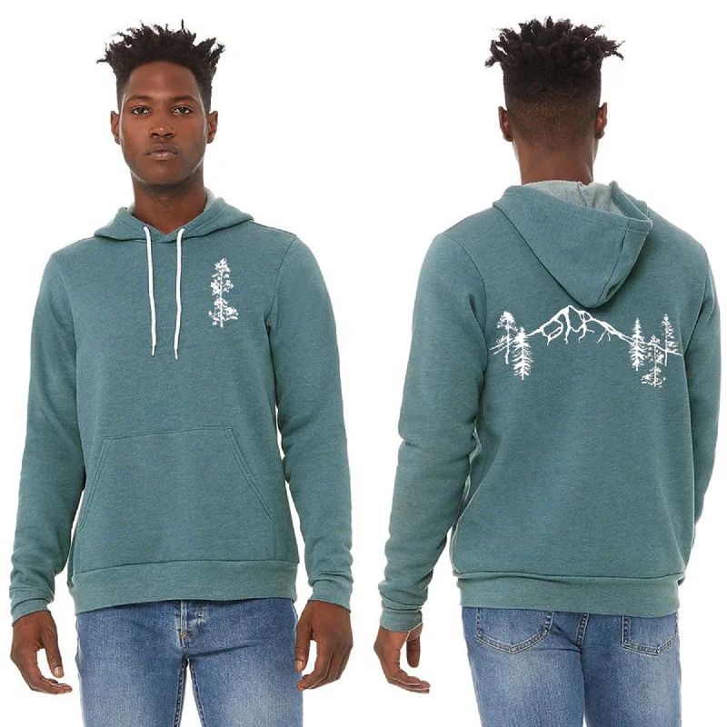 Mountain Forest Ultra Soft Pull Over Hoodie - Unisex Heather Deep Teal Hoodie with Longline Fit Extended Stylish Mountain Forest Ultra Soft Pull Over Hoodie - Unisex Heather Deep Teal Hoodie with Longline Fit Extended Stylish