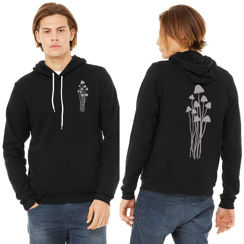 Mushroom Caps Ultra Soft Pull Over Hoodie - Unisex Black Hoodie with Cuffed Sleeves Snug Secure Mushroom Caps Ultra Soft Pull Over Hoodie - Unisex Black Hoodie with Cuffed Sleeves Snug Secure