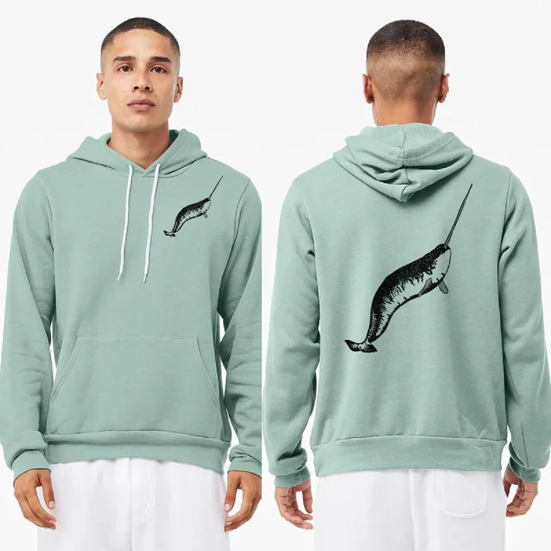 Narwhal Whale Ultra Soft Pull Over Sponge Fleece Hoodie Hoodie with High Neck Warm Protective Narwhal Whale Ultra Soft Pull Over Sponge Fleece Hoodie Hoodie with High Neck Warm Protective