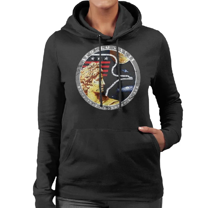 NASA Apollo 17 Mission Badge Distressed Women's Hooded Sweatshirt