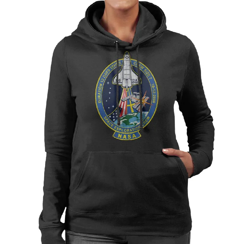 NASA STS 116 Discovery Mission Badge Distressed Women's Hooded Sweatshirt