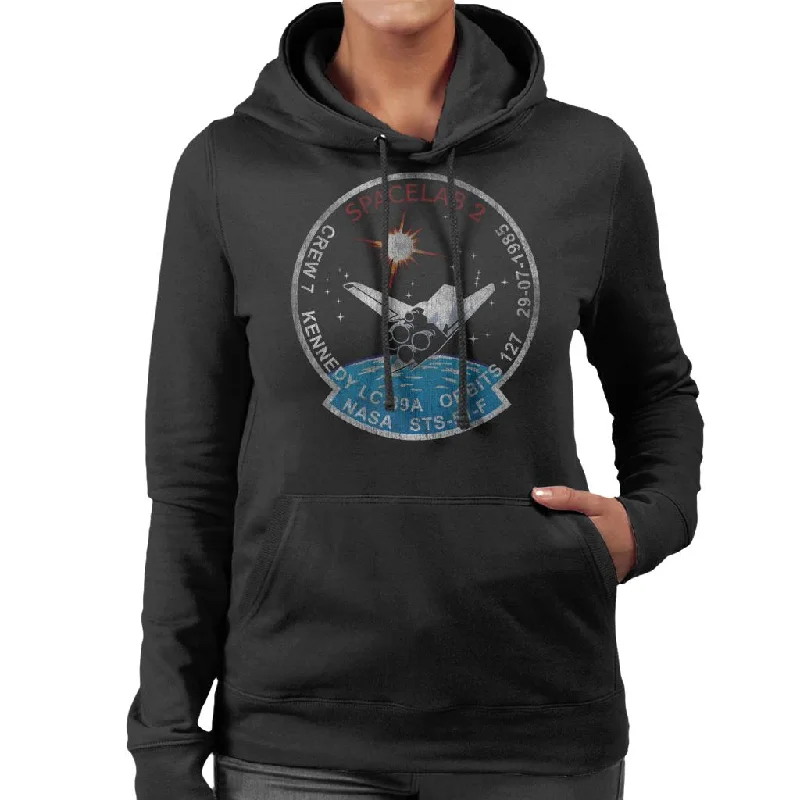 NASA STS 51 F Challenger Mission Badge Distressed Women's Hooded Sweatshirt