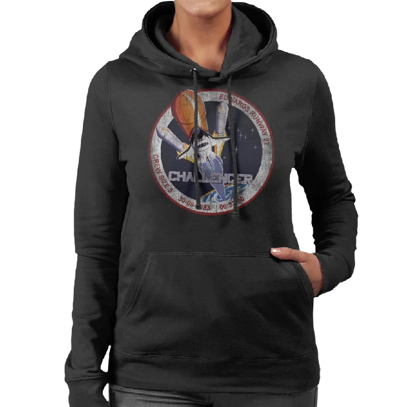 NASA STS 6 Challenger Mission Badge Distressed Women's Hooded Sweatshirt