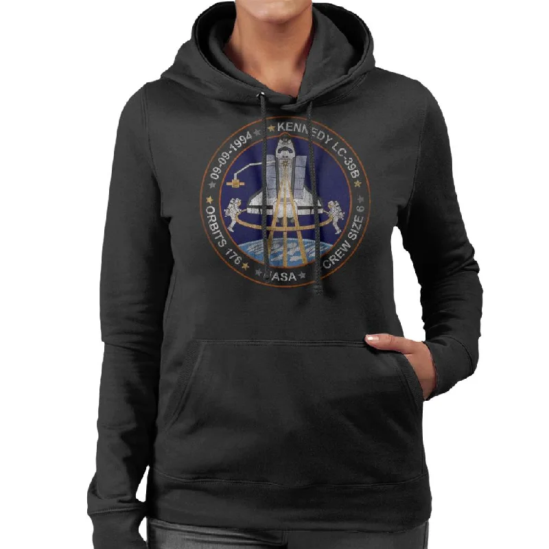 NASA STS 64 Discovery Mission Badge Distressed Women's Hooded Sweatshirt