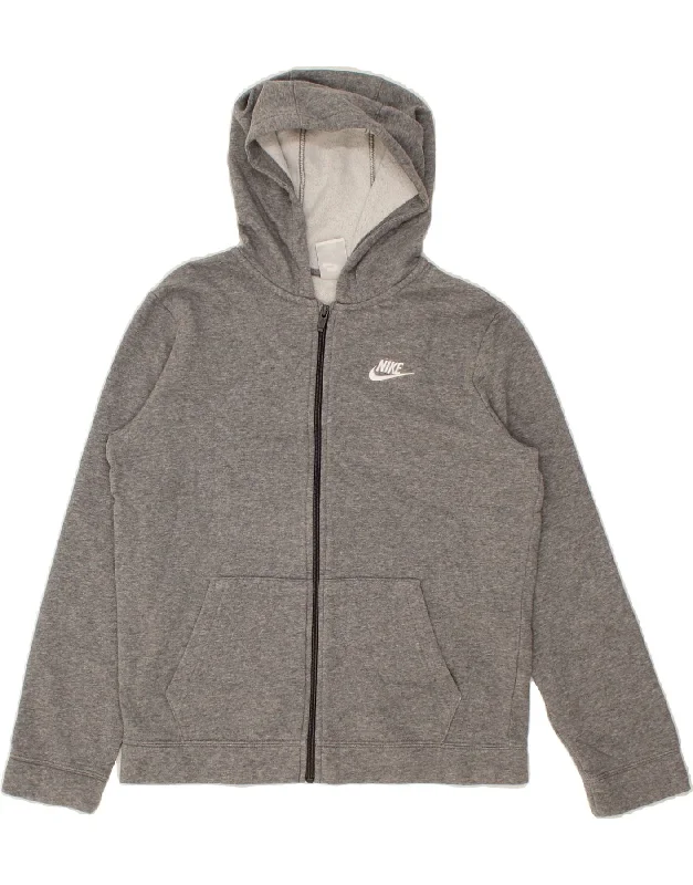 NIKE Boys Zip Hoodie Sweater 13-14 Years XL Grey Cotton Hoodie Crop Top Short Trendy NIKE Boys Zip Hoodie Sweater 13-14 Years XL Grey Cotton Hoodie Crop Top Short Trendy