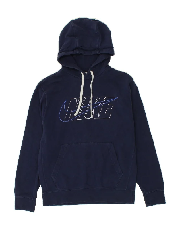 NIKE Mens Graphic Hoodie Jumper Small Navy Blue Cotton Hoodie with Cropped Fit Short Trendy NIKE Mens Graphic Hoodie Jumper Small Navy Blue Cotton Hoodie with Cropped Fit Short Trendy