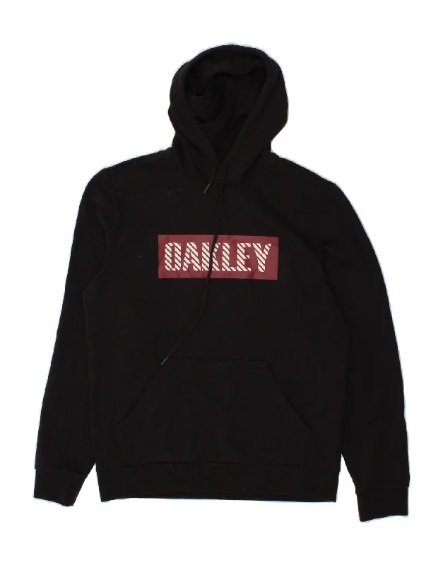 OAKLEY Mens Custom Fit Graphic Hoodie Jumper Small Black Cotton Hoodie with High-Low Hem Asymmetrical Trendy OAKLEY Mens Custom Fit Graphic Hoodie Jumper Small Black Cotton Hoodie with High-Low Hem Asymmetrical Trendy