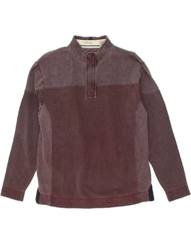 ORVIS Mens Zip Neck Sweatshirt Jumper Large Maroon Colourblock Cotton Hoodie with Button Placket Classic Preppy ORVIS Mens Zip Neck Sweatshirt Jumper Large Maroon Colourblock Cotton Hoodie with Button Placket Classic Preppy