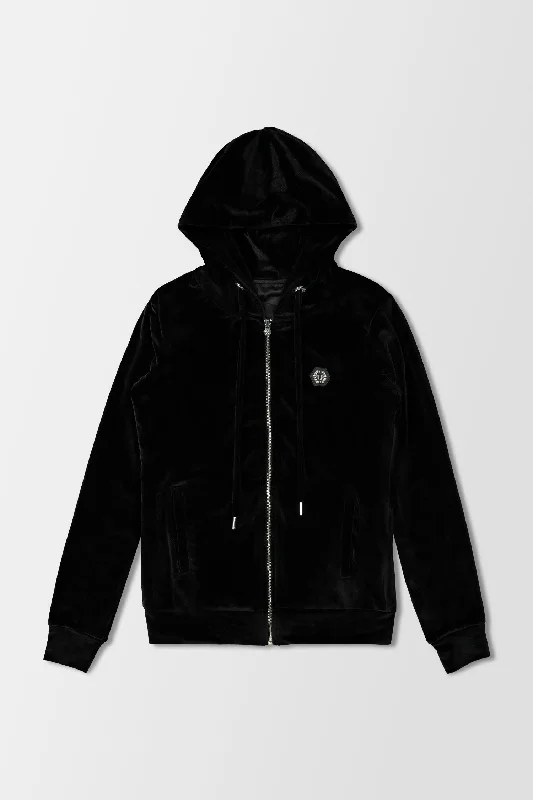 Philipp Plein Black Teddy Bear Hoodie Hoodie with High Neck Warm Protective