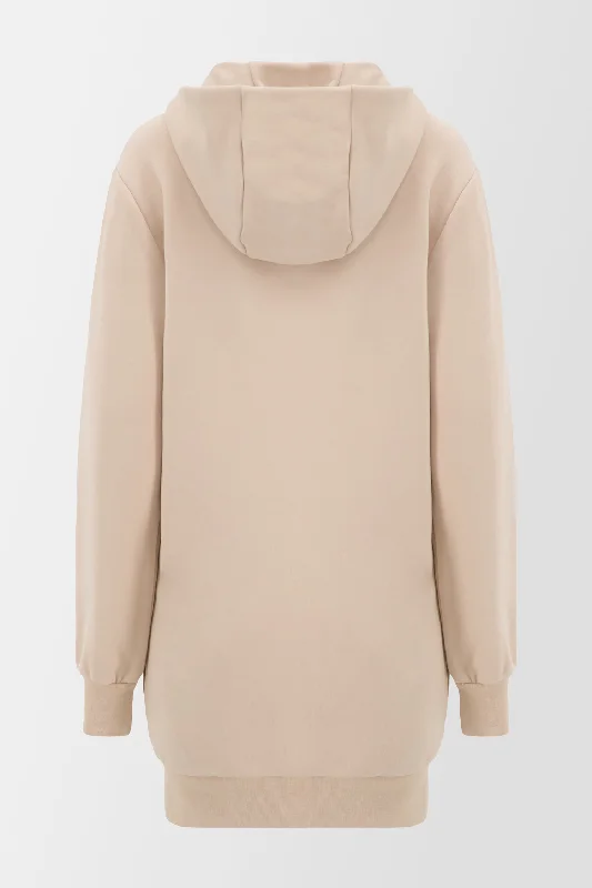 Philipp Plein Signature Beige Embroidery Hoodie Hoodie with Metallic Shiny Futuristic