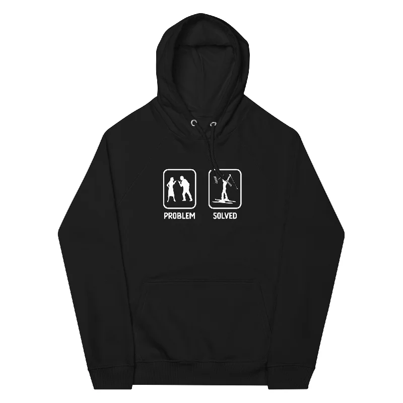 Problem Solved - Frau Skifahren - Unisex Premium Organic Hoodie Hoodie with Frayed Bohemian Relaxed Problem Solved - Frau Skifahren - Unisex Premium Organic Hoodie Hoodie with Frayed Bohemian Relaxed