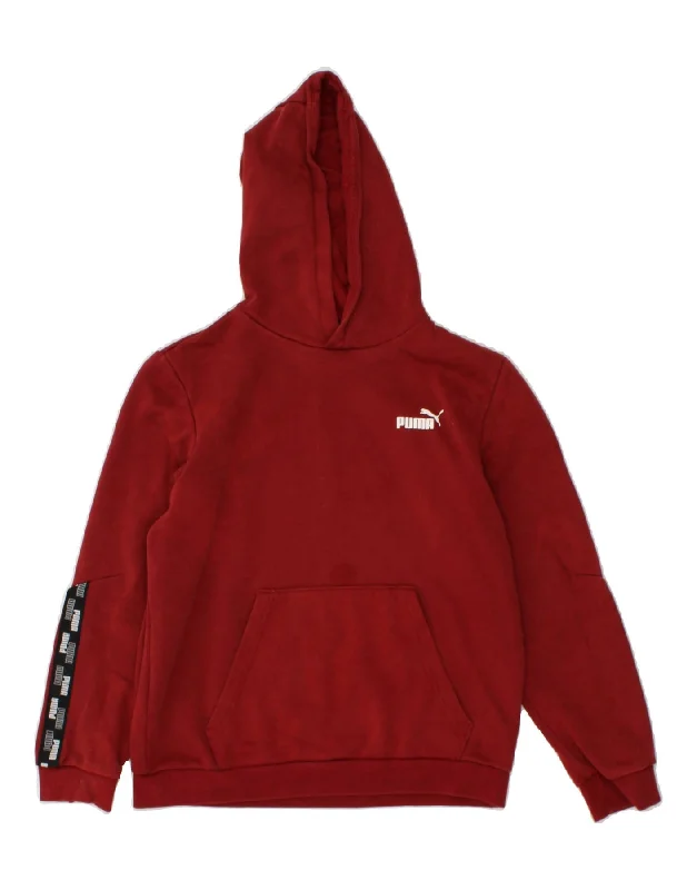 PUMA Boys Graphic Hoodie Jumper 13-14 Years Burgundy Cotton