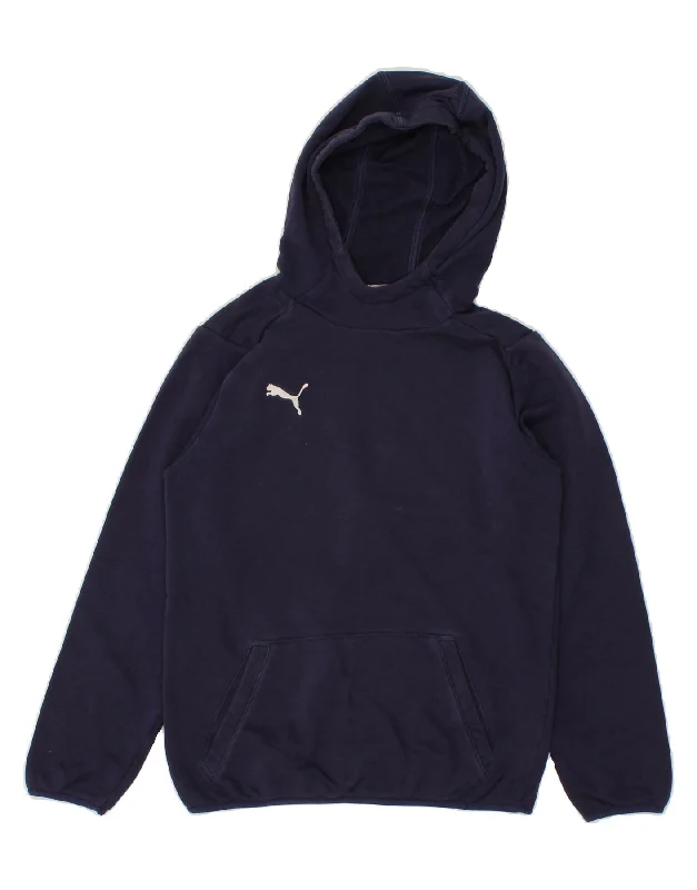 PUMA Boys Hoodie Jumper 11-12 Years Navy Blue Hoodie with Color Block Contrast Stylish PUMA Boys Hoodie Jumper 11-12 Years Navy Blue Hoodie with Color Block Contrast Stylish