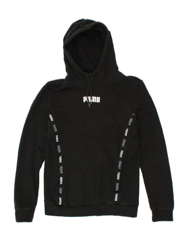 PUMA Womens Graphic Hoodie Jumper UK 10 Small Black