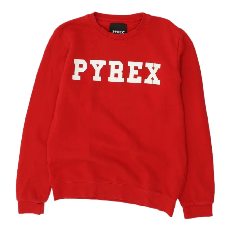 PYREX Mens Red Crew Neck Sweatshirt | Casual Designer Streetswear Jumper VTG