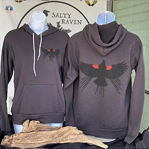 Red Winged Blackbird *Limited Edition* Soft Pull Over Hoodie - Unisex Dark Grey Hoodie with Slit Hem Functional Movement Red Winged Blackbird *Limited Edition* Soft Pull Over Hoodie - Unisex Dark Grey Hoodie with Slit Hem Functional Movement