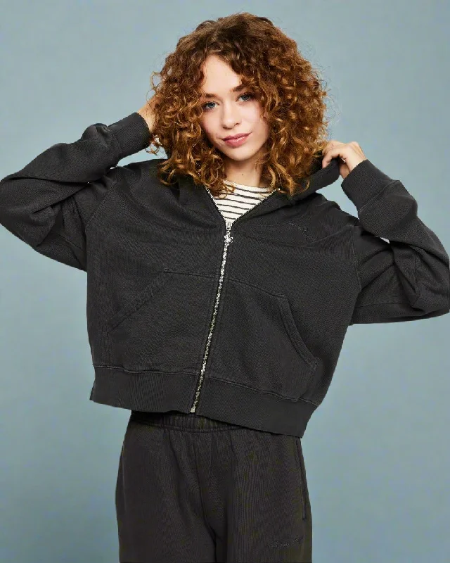 Samii Ryan Black Stone Wash Zip-Up Hoodie Hoodie with Oversized Fit Loose Comfortable Samii Ryan Black Stone Wash Zip-Up Hoodie Hoodie with Oversized Fit Loose Comfortable