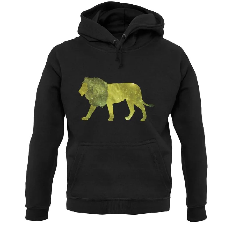 Space Animals - Lion Unisex Hoodie Hoodie with Distressed Vintage Worn