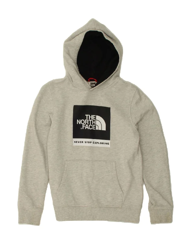 THE NORTH FACE Boys Graphic Hoodie Jumper 11-12 Years Large Grey Cotton