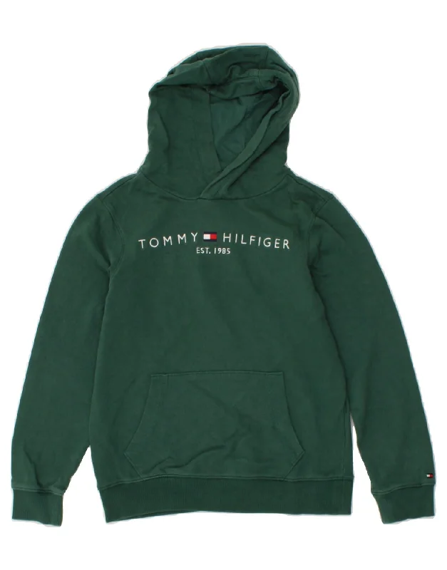 TOMMY HILFIGER Boys Graphic Hoodie Jumper 11-12 Years Green Cotton Hoodie with Side Slits Relaxed Casual TOMMY HILFIGER Boys Graphic Hoodie Jumper 11-12 Years Green Cotton Hoodie with Side Slits Relaxed Casual