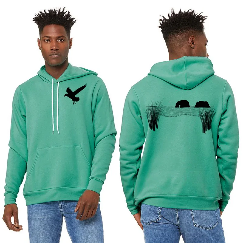Twin Rocks Sponge Fleece Pull Over Hoodie - Unisex Teal Graphic Hoodie Design Print