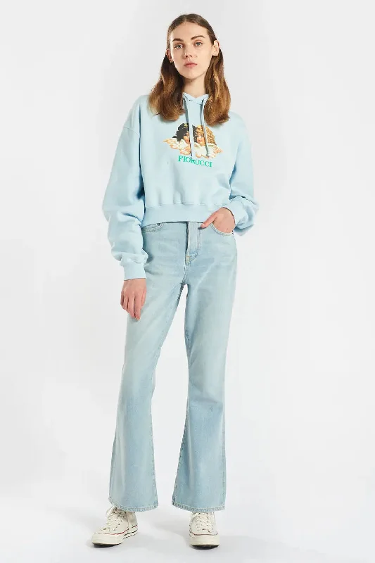 Vintage Angels Cropped Hoodie Hooded Sweatshirt Casual Wear Street Style