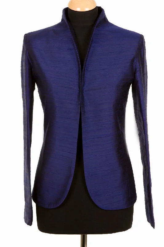 Anya Jacket in Midnight Blue Ribbed Jacket Pleated Jacket Ruffled Jacket