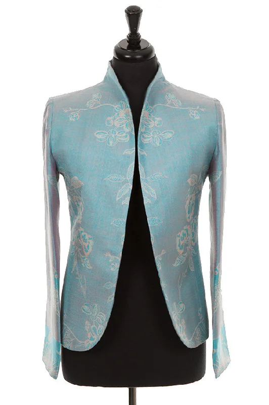 Anya Jacket in Pale Cyan Satin Jacket Silk Jacket Chiffon Jacket