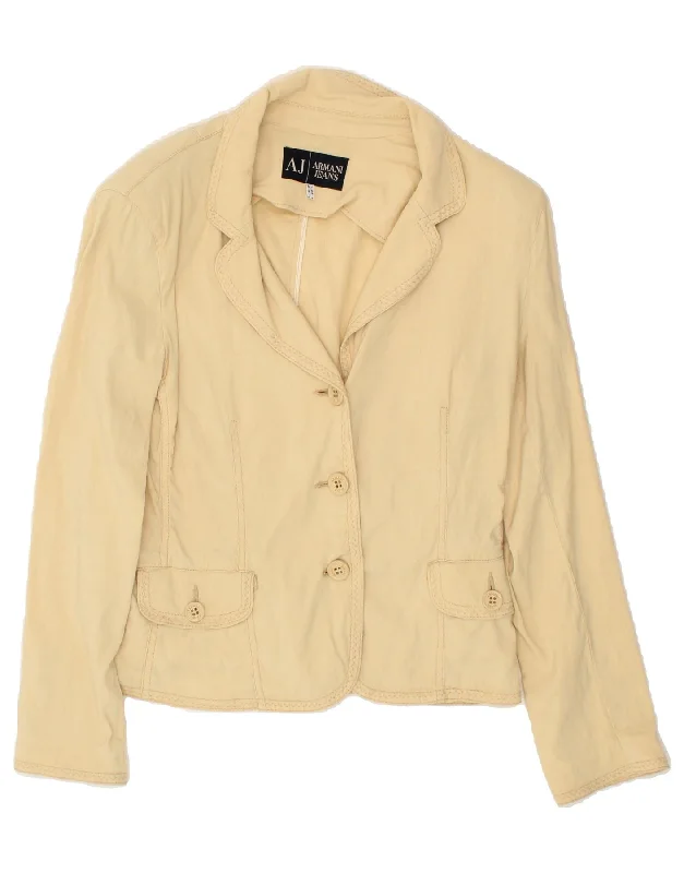 ARMANI JEANS Womens 3 Button Blazer Jacket UK 14 Medium Beige Linen Striped Jacket Polka Dot Jacket Floral Jacket ARMANI JEANS Womens 3 Button Blazer Jacket UK 14 Medium Beige Linen Striped Jacket Polka Dot Jacket Floral Jacket