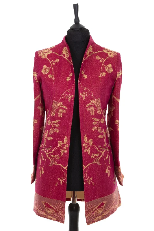 Bhumi Jacket in Deep Raspberry Lace Jacket Ribbed Jacket Sequined Jacket
