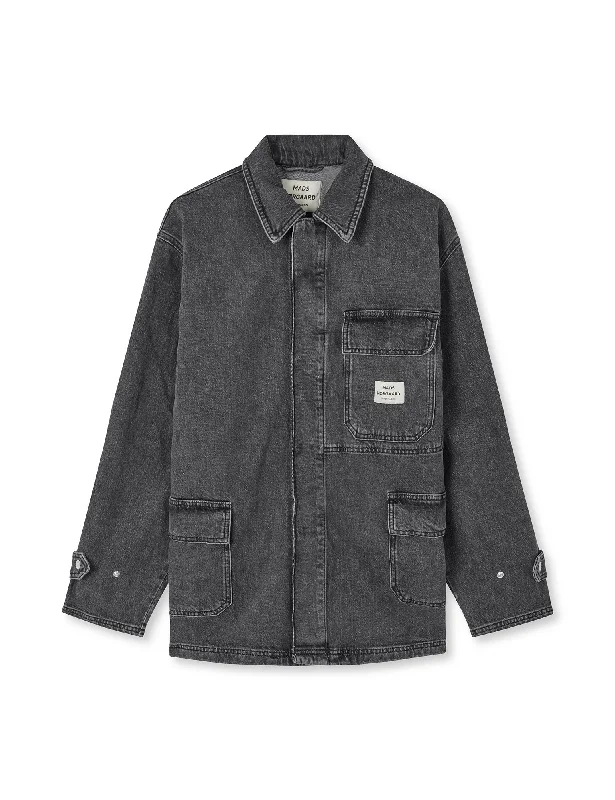 Black Denim Johnny Jacket, Black V-Neck Jacket Boat Neck Jacket Square Neck Jacket
