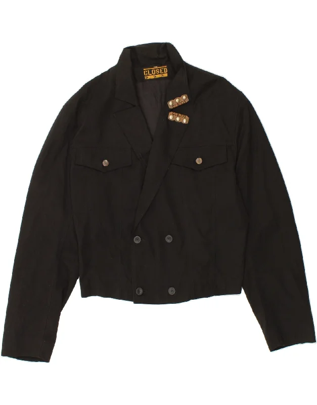 CLOSED Womens Double Breasted Blazer Jacket IT 52 2XL Black Polyester Welt Pockets Slit Pockets Flap Pockets CLOSED Womens Double Breasted Blazer Jacket IT 52 2XL Black Polyester Welt Pockets Slit Pockets Flap Pockets