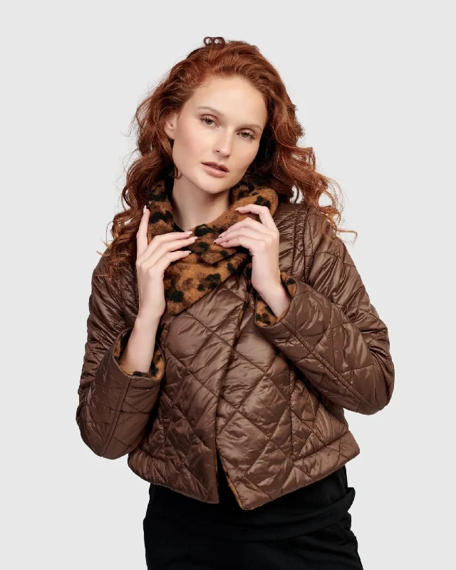 Effie Moto Jacket, Chocolate Satin Fabric Silk Fabric Chiffon Fabric