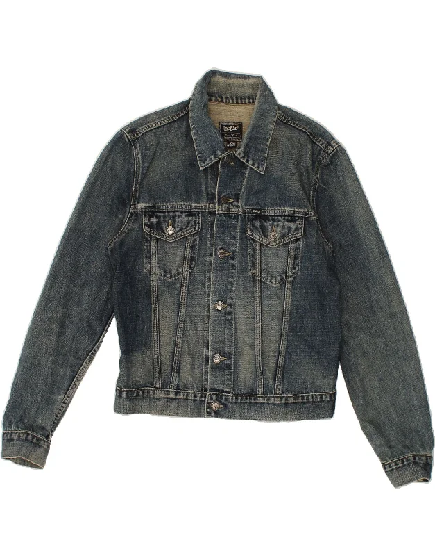 GAS Womens Denim Jacket UK 14 Medium Blue Cotton Fleece Fabric Down Fabric Feather Fabric GAS Womens Denim Jacket UK 14 Medium Blue Cotton Fleece Fabric Down Fabric Feather Fabric