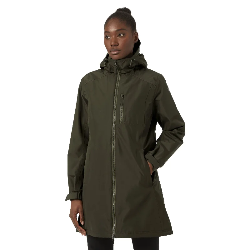 Helly Hansen W Long Belfast Winter Jacket Boat Neck Shawl Collar Notched Collar