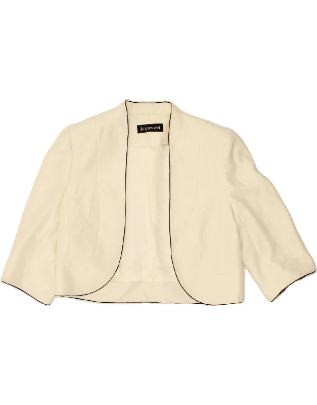 JACQUES VERT Womens 3/4 Sleeve Bolero Jacket UK 12 Medium  Off White Lace Jacket Ribbed Jacket Sequined Jacket