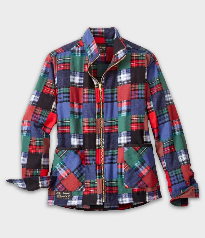 Women's Flannel Zip Jacket Snapped Jacket Toggled Jacket Drawstring Jacket