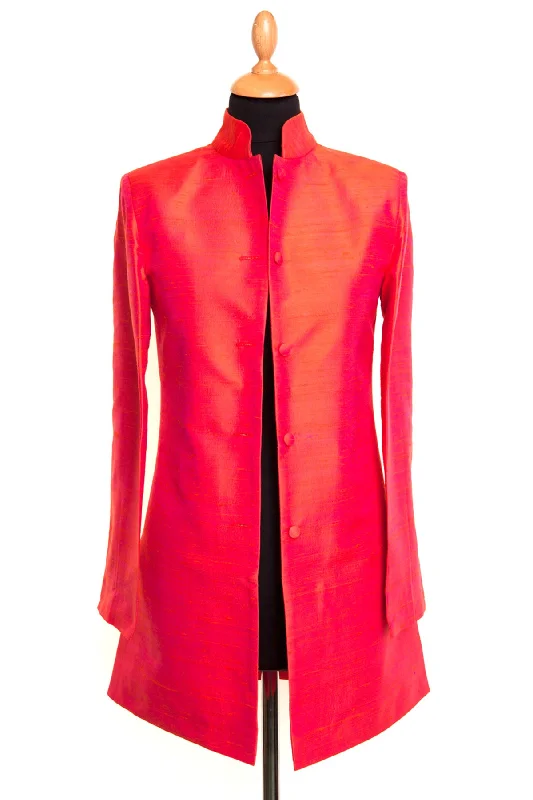 Long Nehru Jacket in Flame Appliqued Jacket Beaded Jacket Sequined Jacket