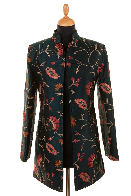 Long Nehru Jacket in Mineral Tiered Jacket Buttoned Jacket Zippered Jacket