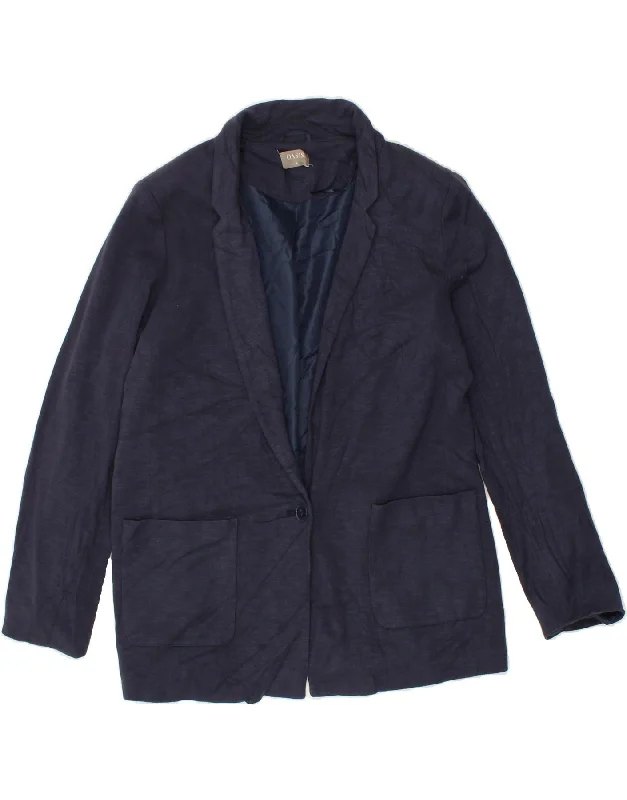 OASIS Womens Oversized 1 Button Blazer Jacket UK 16 Large  Navy Blue Belted Jacket Elasticated Jacket Padded Jacket