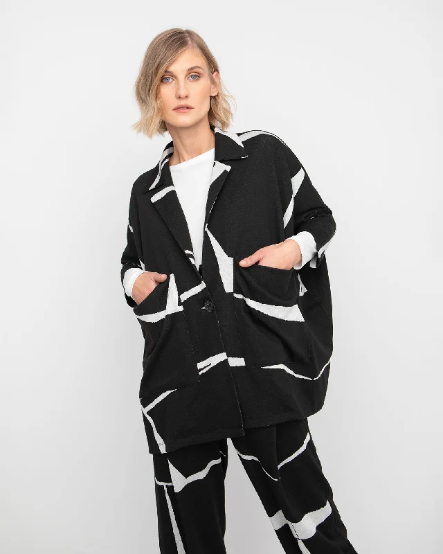 Ozai N Ku Sliver Jacket, Mirrors Notch Collar Peter Pan Collar Cowl Neck