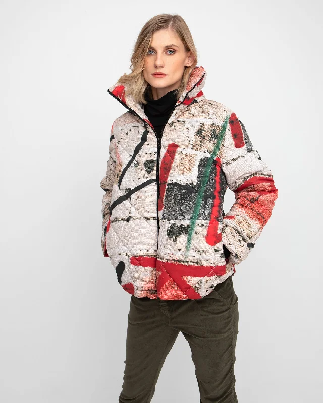 Ozai N Ku Wild Style Jacket, Graffiti Welt Pockets Slit Pockets Flap Pockets