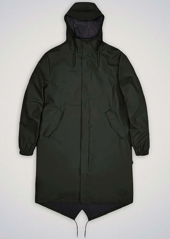 RAINS Unisex W3 Fishtail Parka Jacket Zippered Jacket Buttoned Jacket Snapped Jacket RAINS Unisex W3 Fishtail Parka Jacket Zippered Jacket Buttoned Jacket Snapped Jacket