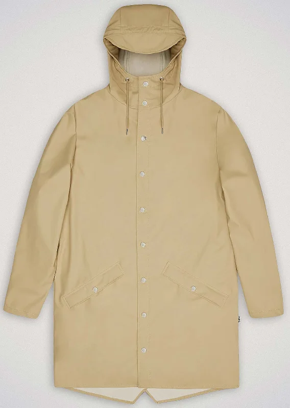 RAINS Unisex W3 Long Jacket A-Line Jacket Boat Neck Shawl Collar
