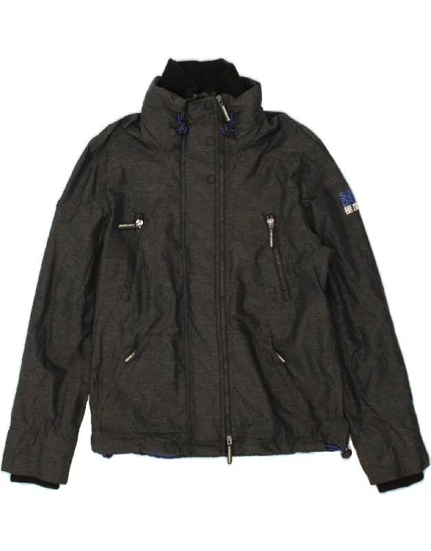 SUPERDRY Womens Windbreaker Jacket UK 18 XL Grey Flecked Nylon Stand-Up Collar Roll-Neck Collar Turtle Neck SUPERDRY Womens Windbreaker Jacket UK 18 XL Grey Flecked Nylon Stand-Up Collar Roll-Neck Collar Turtle Neck