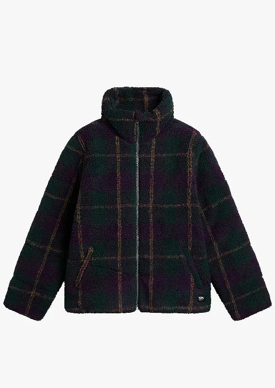 Vans Women's Foundry Plaid High Pile Puff Jacket Notch Collar Peter Pan Collar Cowl Neck Vans Women's Foundry Plaid High Pile Puff Jacket Notch Collar Peter Pan Collar Cowl Neck