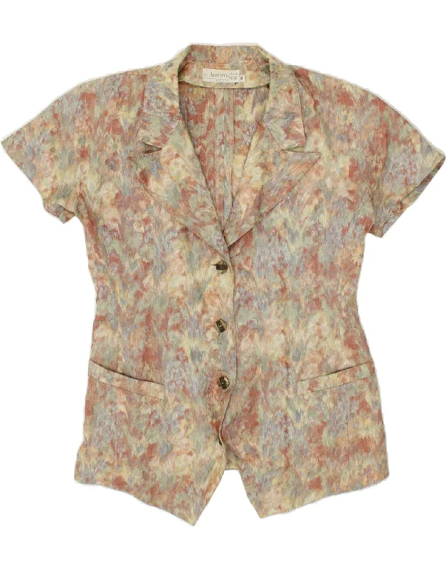 VINTAGE Womens 3 Button Blazer Jacket IT 42 Medium Multicoloured Polyester Denim Jacket Leather Jacket Suede Jacket VINTAGE Womens 3 Button Blazer Jacket IT 42 Medium Multicoloured Polyester Denim Jacket Leather Jacket Suede Jacket