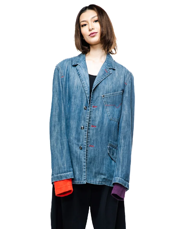 Versace Denim Jacket Zippered Jacket Buttoned Jacket Snapped Jacket