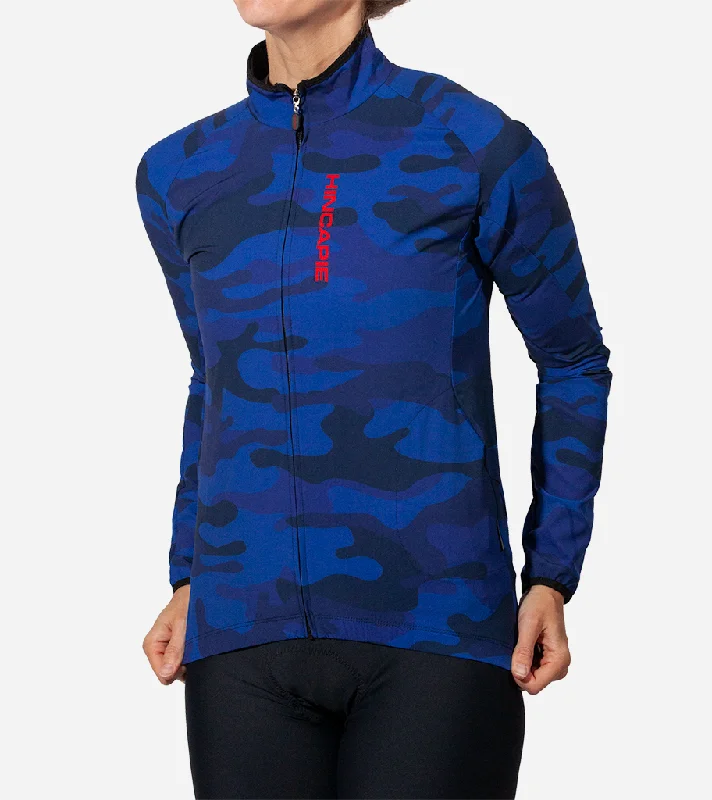 Women's Lightweight Jacket - Camo Front Pockets Side Pockets Patch Pockets