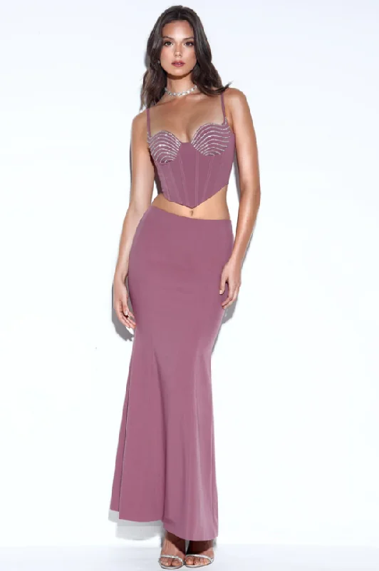 Delice Mauve Top + Flare Skirt Set